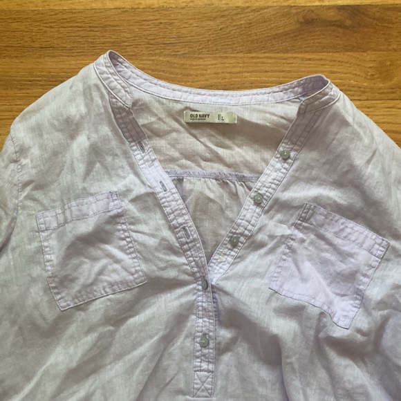 Old Navy Linen Cotton Blend Half Button Down tunic Shirt - Picture 3 of 9